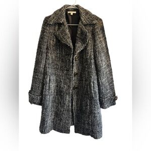 CAbi Black Tweed Wool Blend Coat Size M